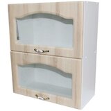 Corp superior vitrina 60 cu 2 usi orizontale Zebra MDF sonoma mustata